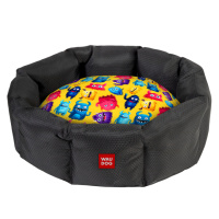 Лежанка для собак WAUDOG Relax, малюнок «Мохнаті монстри», S, Ш 34 см, Д 45 см, В 17 см