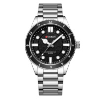 Чоловічий годинник Curren 8450 Silver-Black з металевим браслетом та мінеральним склом