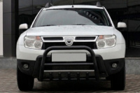 Кенгурятник без надписи QT006 Black (нерж.) для Dacia Duster 2008-2018 гг