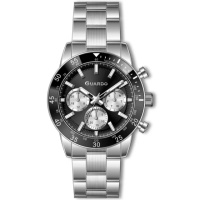 Чоловічий годинник Guardo 012823-2 Silver-Black — Класичний сталевий браслет з датою та днем тижня