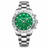 Чоловічий годинник Pagani Design PD-1727 Silver-Green з сапфіровим склом та механізмом SEIKO VK63
