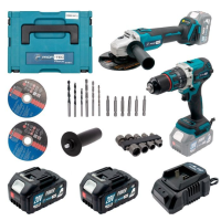 Акумуляторний набір інструментів PROFI-TEC Combo Set 2/3 POWERLine (DGA20BL; DHP485BL) : з АКБ 2шт-20V 4.0 Ач+ЗП