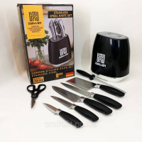 Набір ножів із нержавіючої сталі з основою Rainberg RB-2330 Black