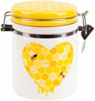 Банка керамическая «Sweet Honey» 650мл для сыпучих продуктов с металлической затяжкой, белый