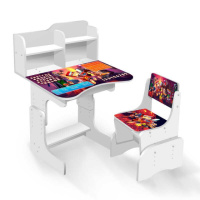 Гр Парта шкільна «Блочний світ» ПШ007 (1) ЛДСП, колір білий, 69*45 см, + 1 стілець, з пеналом