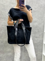 Чорна — натуральний замш - вмістка велика сумка-трансформер (0232-6)