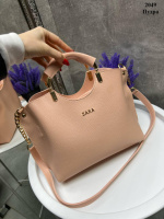 Три відділення. Пудра — стильна сумка — фурнітура золото — топ продажів  (2049)