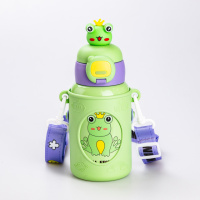 Термос поїльник для дітей з трубочкою з ремінцем та силіконовим чохлом дитячий 450 (мл) Зелений