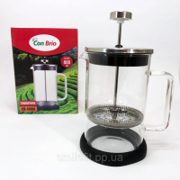 Френч-прес Con Brio CB-5980 800 мл, Чайник для заварювання трав, Заварник прозорий