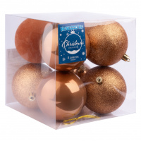 Набор игрушек на елку Novogod'ko 974418 8 см 8 шт бронзовый