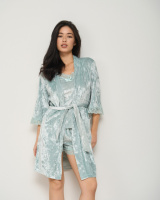 Ніжний мереживний комплект-трійка з шортами - мармуровий велюр