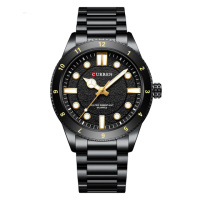 Чоловічий годинник Curren 8450 All Black з металевим браслетом та люмінесцентним підсвічуванням