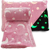 Светящийся в темноте плед плюшевое покрывало Blanket kids Magic Star 150х100 см флисовое одеяло. Цвет: розовый