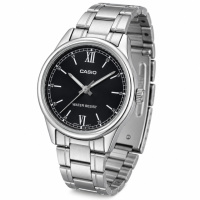 Жіночий годинник Casio LTP-V005D-1B2 Classic — Сріблястий браслет та Чорний циферблат