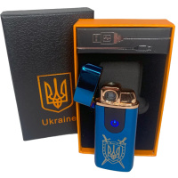 Электрическая и газовая зажигалка Украина с USB-зарядкой HL-432, зажигалка сенсорная. Цвет: синий