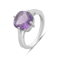 Серебряное кольцо CatalogSilver с натуральным аметистом 3.923ct, вес изделия 3,31 гр (2178996) 17 размер