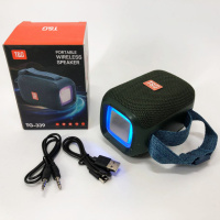 Портативная Bluetooth колонка TG339 5W с RGB подсветкой, аккумуляторная колонка для музыки. Цвет: зеленый