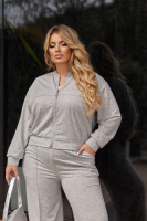 Жіночий трикотажний костюм зі штанами палаццо «Alicante» | Батал| Розпродаж моделі Сірий, 50-52