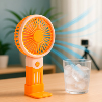 Портативный вентилятор на аккумуляторе Handheld Fan JX-991 Оранжевый-розовый, ручной мини вентилятор (ST)