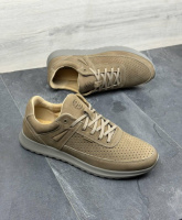 Шкіряні кросівки з перфорацією весна-літо колір бежевий