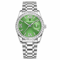 Жіночий годинник Pagani Design PD-1776 Silver-Green із сапфіровим склом та механізмом Seiko