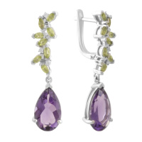 Серебряные серьги CatalogSilver с натуральным аметистом, хризолітом (2183341)