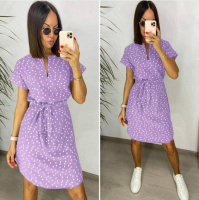 Легке літнє плаття в горошок «Victoria» оптом | Розпродаж моделі Ліловий, 42-44