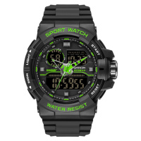 Чоловічий тактичний годинник Sanda 6025 Dark Green із комбінованим циферблатом та захистом 5 ATM