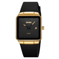 Жіночий класичний годинник Skmei 2173GDBK Gold-Black з мінеральним склом та шкіряним ремінцем