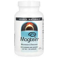 Магній L-треонат, Magtein, Magnesium L-Threonate, Source Naturals, 90 капсул