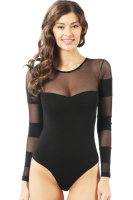 Боді з сіточкою - довгий рукав в смужку  р.S, M, L, XL