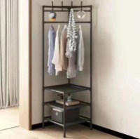 Кутова підлогова вішалка-стелаж Corner rack ∙ Стійка з поперечиною для вішалок до передпокою