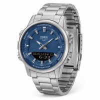 Чоловічий годинник Casio AMW-880D-2A1 з синім циферблатом та сталевим браслетом