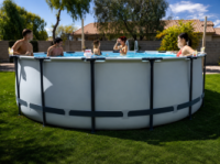 Bestway 56438 (457×122 см) каркасний басейн круглий Steel Pro Frame Pool сірий, фільтр насос, тент та сходи