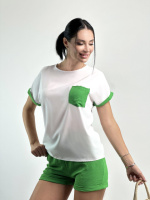 Стильний костюм з шортами «Florence» оптом | Розпродаж моделі Зелений, 46