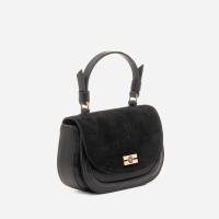 НАТУРАЛЬНИЙ ЗАМШ. ЧОРНИЙ — елегантний, фабричний клатч високої якості українського виробництва, під клапаном (Луцьк, 854)