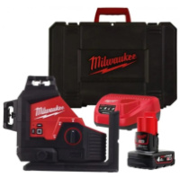 Нівелір лазерний 3D акумуляторний MILWAUKEE, M12 3PL-401C (360 градусів, зелений промінь) (зарядний пристрій С12 С, 1 акумулятор