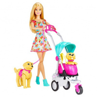 Барби с питомцами щенками Strollin Pups Playset