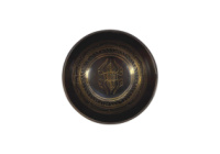 Тибетська чаша з гравіюванням Дхармапала + Мантра + Подвійний Дордже 13.5 см