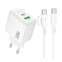 Мережевий Зарядний Пристрій Borofone BAS45A 1USB-C/1USB PD/QC 30W+Type-C to Lightning