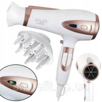 Електричний фен для волосся Adler AD-2248 White 2400Вт для укладання та сушіння з насадками з іонізацією