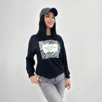 Жіночий світшот з анімалістичним принтом «Wild» оптом | Норма | Розпродаж моделі Чорний, 42-44