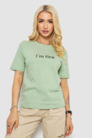 Футболка жіноча з принтом, колір оливковий, 241R1833