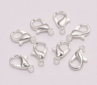 Замок-лобстер (медь с покрытием ). Размер - 14 мм. Цвет - серебро. Упаковка - 5 шт.