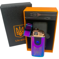 Электрическая и газовая зажигалка Украина с USB-зарядкой HL-432, Юсб зажигалка. Цвет: хамелеон