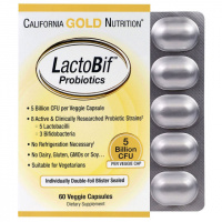 Пробиотики LactoBif, Probiotics, California Gold Nutrition, 5 млрд КОЕ, 60 овощных капсул