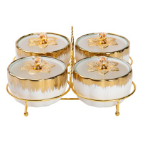 Менажниця керамічна 4 секції на металевій підставці