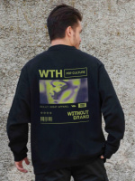 Утеплений оверсайз світшот на флісі з принтом Without Pop Culture Black