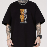 Футболка чорна з ДТФ (оверсайз) | 57-193