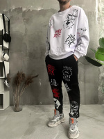 Костюм світшот штани чоловічий чорно-білий не утеплений